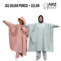 ราคา ARZ Poncho เสื้อกันฝนและ Poncho ชุดกางเกงค้างคาวเสื้อกันฝนหนายืดหยุ่น Pvc วัสดุเสื้อกันฝน (54751786052)