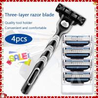 ราคา พร้อมส่ง 24ชม Gillette Mach 3 Blades Face Manual Turbo Razor + 4 Beard Shavette Cartridge COD (41855381762)