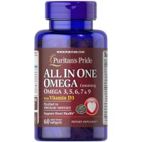 ราคา Puritan All In One Omega 3, 5, 6, 7 & 9 with Vitamin D3 60 Softgels โอเมก้าที่ครบที่สุด (19153980265)