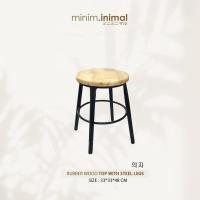 ราคา Round Ordinary chair : เก้าอี้กลมหน้าไม้ยางพารา ขาเหล็กดำ (5527329826)