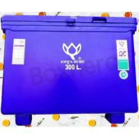 ราคา ถังแช่ ถังน้ำแข็ง 300 ลิตร สีน้ำเงิน มีบานพับ ตราดอกบัว (14376538893)