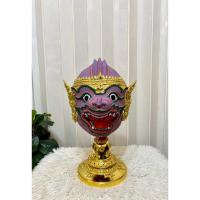 ราคา หัวโขน เกยูร ขนาดสวมแสดง งานกระดาษ ปิดทองเค ประดับเพชรคริสตัล พร้อมฐานไม้อัดสีแดงฟรี ของตกแต่งบ้าน ของขวัญ khon mask (41175832546)
