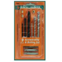 ราคา Black&Decker ชุดดอกสว่าน เจาะไม้ เหล็ก ปูน พร้อม ดอกไขควงแบนแฉก 9 ตัวชุด#181 (602963485)