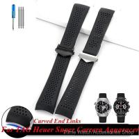 ราคา 22 มม.24 มม.ยางโค้งซิลิโคนเปลี่ยนสายนาฬิกา Vent Holes สําหรับ Heuer Super Carrera Aquaracer 300 Man สร้อยข้อมือ (42521042150)
