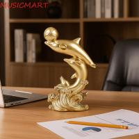 ราคา MUSICMART เครื่องประดับปลาโลมาสีทอง, รูปปั้นปลาโลมาตกแต่งหรูหราเบา, ตุ๊กตามหาสมุทรเรซิ่นมินิศิลปะหัตถกรรมบ้าน (43826324538)
