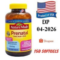 ราคา Nature Made Prenatal with Folic Acid with DHA Softgels 150 Softgels. (28468036871)