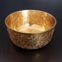ราคา ขันทองเหลือง ลายมะลิ แกะสลักลาย ขนาด 5 นิ้ว handmade 100% จอกทองเหลือง (2557599982)