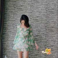 ราคา เสื้อชีฟอง พรีเมี่ยม แขนระบาย ซีทรู ลายดอก งานเกาหลี (6604693909)