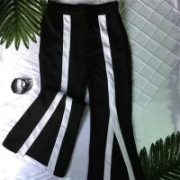 ราคา กางเกงผ้ายืดขายาว แหวกข้างหน้า เอวยางยืดทรงสวย S-M (3433739056)