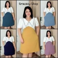 ราคา ( พร้อมส่ง) เดรสสาวอวบ ผ้าไม่ต้องรีด อก40-46นิ้ว/เอว34-44นิ้ว/สะโพกก่อนยืด50นิ้ว เดรสคนอ้วน เสื้อผ้าไซส์ใหญ่ (22546202166)
