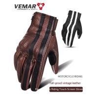 ราคา Vemar ถุงมือหนัง แบบเต็มนิ้ว ระบายอากาศ สไตล์วินเทจ สําหรับแข่งรถจักรยานยนต์วิบาก MTB (22189726875)