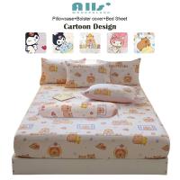 ราคา 4ชิ้น ชุดผ้าปูที่นอน Sanrio ผ้าปูที่นอนติดตั้ง ปลอกหมอนข้าง + ปลอกหมอน + ผ้าปูที่นอน Kuromi/Capybara single queen king (42508005942)