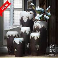 ราคา ใหม่สไตล์จีนย้อนยุคทำเก่ากระถางดอกไม้เซรามิกห้องนั่งเล่นทางเข้าการจัดดอกไม้แจกันขนาดใหญ่จากพื้นจรดเพดานหม้อเครื่องปั้นดิ (28359424482)