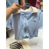 ราคา เสื้อยืดคอปกสีฟ้าซิป (28277129948)