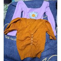 ราคา เสื้อบอดี้สูทสีม่วงและเสื้อไหมพรมสีส้มอิฐ (20472757443)