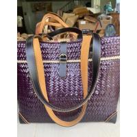 ราคา กระเป๋ากระจูดสายหนัง สะพายไหล่ บุผ้า #byนำโชค (16385381410)