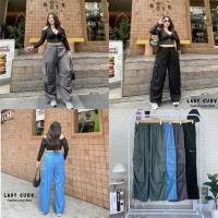 ราคา กางเกงคาร์โก้ผ้าร่ม ดีเทลซิปข้าง สม็อครอบเอว สาวอวบ (29016208759)