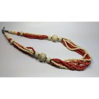 ราคา สร้อยคอลูกปัด แฟชั่น สีแดงและสีงาช้าง (2019457688)