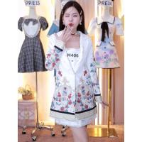 ราคา NEW ชุดเซ็ตสูท เดรส เบลเซอร์ งานป้าย Bellita สีขาว ลายกุหลาบ ไซส์ L พร้อมส่ง (19691452993)