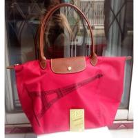 ราคา กระเป๋าลองชอม Longchamp Le Pliage size M หูยาว สีชมพู limited edition หอไอเฟล (31224073)
