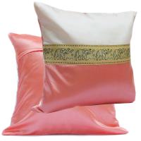 ราคา A12-Thai Silk Pillow Covers ปลอกหมอนอิง Two Tone ไหมไทยลายช้าง 16×16 นิ้ว 1 คู่ (10938602068)