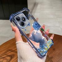 ราคา สําหรับRealme C53 C51 หมายเหตุ 50 C55 C61 C63 Narzo N63 C65 C67 c75 14x neo 7 เคสโทรศัพท์ดอกไม้แมวสี่มุมซิลิโคนTPUโปร่งใสSoft shell XH007 (42760806271)