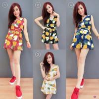 ราคา ราคา260 บาท จั้มสูทขาสั้น ป้ายคอวี ทรงกางเกงกระโปรง ลายสับปะรดสวยเก๋สุดๆใส่สวยโดดเด่น ซิปหลัง เนื้อ (9487431)