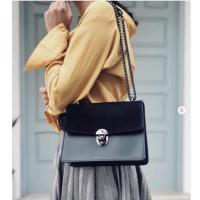 ราคา Camelia Roma Leather and Suede crossbody bag in black กระเป๋าสะพายข้าง สายโซ่ งานแบรนด์อิตาลี (43918781177)