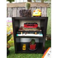 ราคา เฟอร์นิเจอร์ไม้ ชั้นวางของขนาดเล็ก 2 ชั้นรุ่นหนา (สีดำ-หลังขาว) (19758065969)