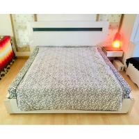 ราคา ผ้านวมกำมะหยี่ (ใช้ปูรองนอนได้) ขนาด 5.5-6ฟุต สีเทากำมะหยี่ลายดอกวินเทจขอบถักลายรอบด้าน ยี่ห้อ Beau Senior มือสองเกาหลี (26970653815)