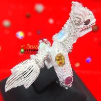 ราคา แหวนพญานาคนพเก้าแท้ แหวนเงินแท้ ชุบทองคำขาว พลอยนพเก้าแท้ (พลอยแท้ครบตามตำรา) YTG-3319 (26123140909)