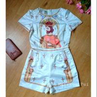 ราคา จั้มสูทขาสั้น งานป้าย VICTORIA ส่งฟรี (1326398209)