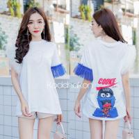 ราคา เดรสสาวอวบแขนฟรุ้งฟริ้ง อก 36-42” ใส่ได้ (1118477850)