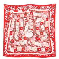 ราคา Hermes Carré 90 63 Mass World Travel Scarf Silk Made in France Red Direct from Japan Secondhand (25037784425)