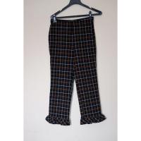 ราคา ZARA BLACK BROWN PLAID OFFICE PANTS (44414586846)