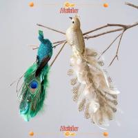 ราคา HUISHU คริสต์มาสนกยูงตกแต่ง,ขนนกที่สมจริง DIY หัตถกรรมจําลองนกยูง,โฟมการ์ตูน Shimmering ตุ๊กตานกยูงของเล่น 2025 Navidad Decor (46801709585)