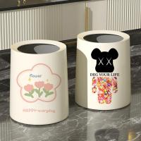 ราคา ถังขยะสองชั้นสไตล์ครีมในครัวเรือนลูกอมหมีดอกไม้ตะกร้ากระดาษที่มีฝาปิดห้องน้ําห้องนั่งเล่นถังขยะ (27392913987)