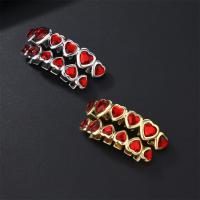 ราคา Hip Hop 6 ฟัน Micro-Inlaid หัวใจสีแดงเพทายเดี่ยวแถวเพชรวงเล็บเครื่องประดับอุปกรณ์เสริมวงเล็บรูปหัวใจ (54001583668)