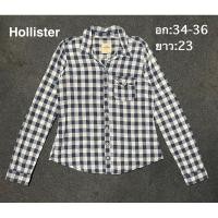 ราคา Hollister โฮลีสเตอร์ เสื้อเชิ้ตแขนยาว ลายตารางขาวกรม แต่งกระเป๋าหน้าพร้อมปักโลโก้ซิกเนเจอร์ มือสองของแท้สภาพดีมาก (42451347078)