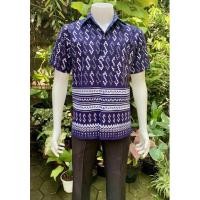 ราคา เสื้อพื้นเมืองชาย-หญิง เสื้อหม้อฮ่อมซาฟารี เสื้อผ้าฝ้ายคอเชิ้ตพิมพ์ลายตะขอพระราชทาน แขนสั้น (22841359850)