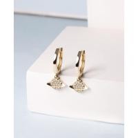 ราคา ต่างหูห่วงทองแท้ 9K ดาวเสาร์ เพชรแท้ Saturn Diamond Huggies (26911317210)