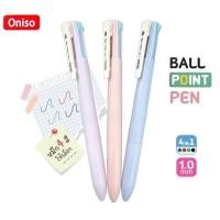ราคา Oniso ปากกาลูกลื่น 4 สี #ONI-AH002 ขนาด 1.0 มม. หมึกน้ำเงิน, ดำ, แดง, เขียว ปากกาด้ามสีพาสเทลแบบกด 4 สี (ราคาต่อ 1 ด้าม) (28526633262)