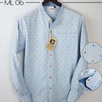 ราคา [Size S-4XL] เสื้อเชิ้ตผู้ชายแขนยาว เสื้อคอจีนลายก้างปลา สีฟ้า Men shirt CAPTURE BRAND (22360227218)