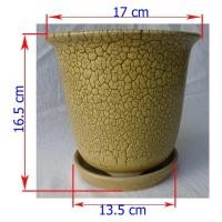 ราคา แบบC2 กระถาง เซรามิค สีเหลือง แตกลายงา ใช้ปลูกต้นไม้ บอนสี otoplampang โอทอปลำปาง (10165873495)