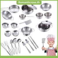 ราคา ชุดของเล่นครัวสแตนเลส 25 ชิ้นแกล้งครัวชุดเครื่องครัวสแตนเลสเครื่องครัว Playset หม้อกระทะชุดอุปกรณ์ทำอาหาร ชุดครัวของเล่น (24380024058)