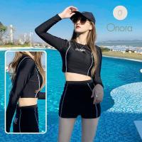 ราคา ชุดว่ายน้ำสีดำแขนยาว ผูกโบว์ด้านหลัง ชุดว่ายน้ำทูพีช ทูพีช แฟชั่นชุดว่ายน้ำ ชุดว่ายน้ำทูพีชสีทึบๆ (22921426476)