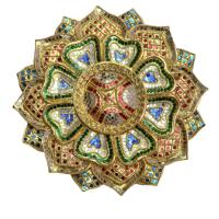 ราคา งานไม้แกะสลัก ลายดอก ประดับกระจกสี ขนาด 12 นิ้ว งานฝีมือ ล้านนาโบราณ (13937832081)