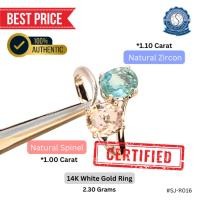 ราคา แหวน Two-Tone ทองคำขาว 14K WG (Natural Zircon 1.10 ct. + Natural Spinel 1.00 Ct.) (44054311234)