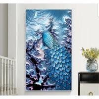 ราคา ครอสติสคริสตัล DIY5D รูปนกยูง ขนาด 90*60 ซม. ติดเต็มแผ่น มีเม็ดพิเศษ (3434892610)