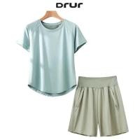 ราคา DRUR ชุดโยคะฤดูร้อน สำหรับผู้หญิง ชุดวอร์มแห้งเร็ว แขนสั้น เสื้อยิม กางเกงขาสั้น ชุดกีฬา (40558728844)